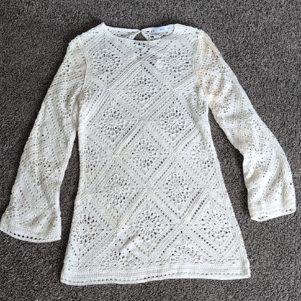 Elegant Cream Crochet Women's Top